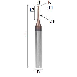 Immagine di Micro fresa torica scaricata gambo rinforzato in metallo duro rivestito "Hard blade"