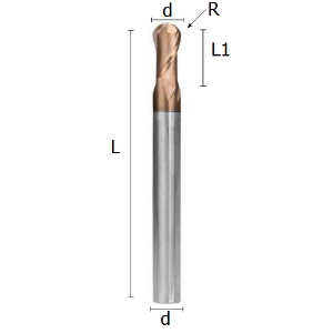 Immagine di Fresa a due denti a testa semisferica in metallo duro rivestito "Hard blade"