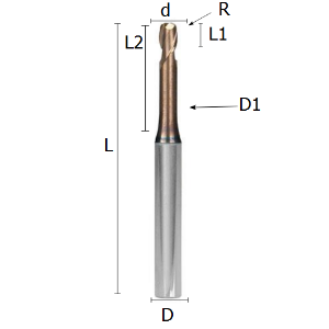 Immagine di Fresa sferica gambo rinforzato in metallo duro rivestito "Hard blade"