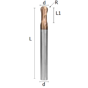 Immagine per la categoria FRESE A DUE DENTI A TESTA SEMISFERICA IN METALLO DURO RIVESTITE “HARD BLADE” PER LAVORAZIONI DI ACCIAI LEGATI E TEMPRATI